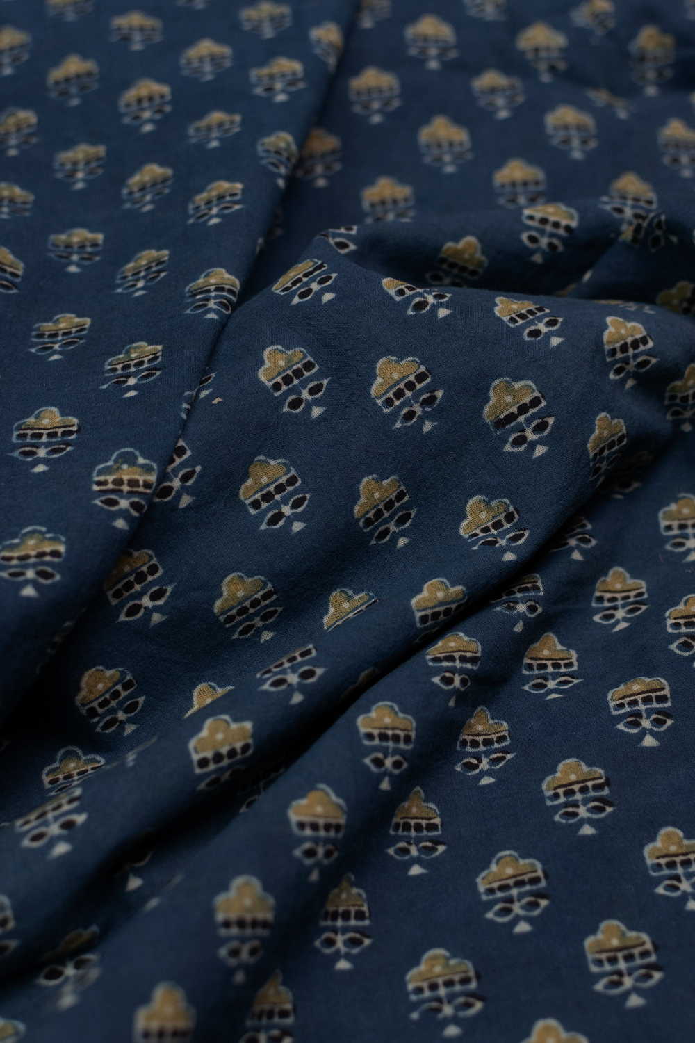 Indigo with Tiny Motifs Ajrak Cotton Fabric - 1.6m - Image 3