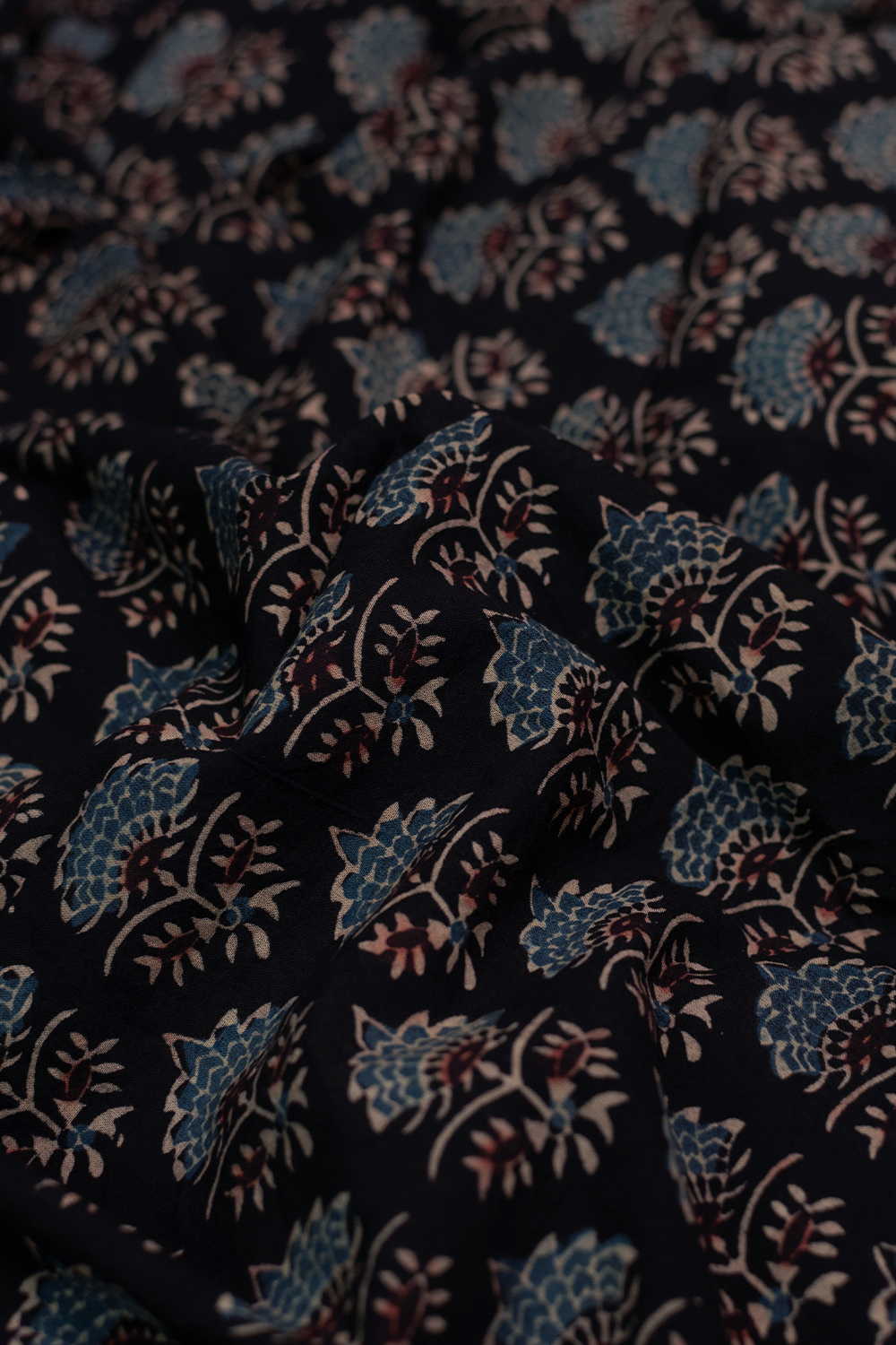 Indigo Buttas Ajrak Cotton Fabric - 1.2m - Image 3