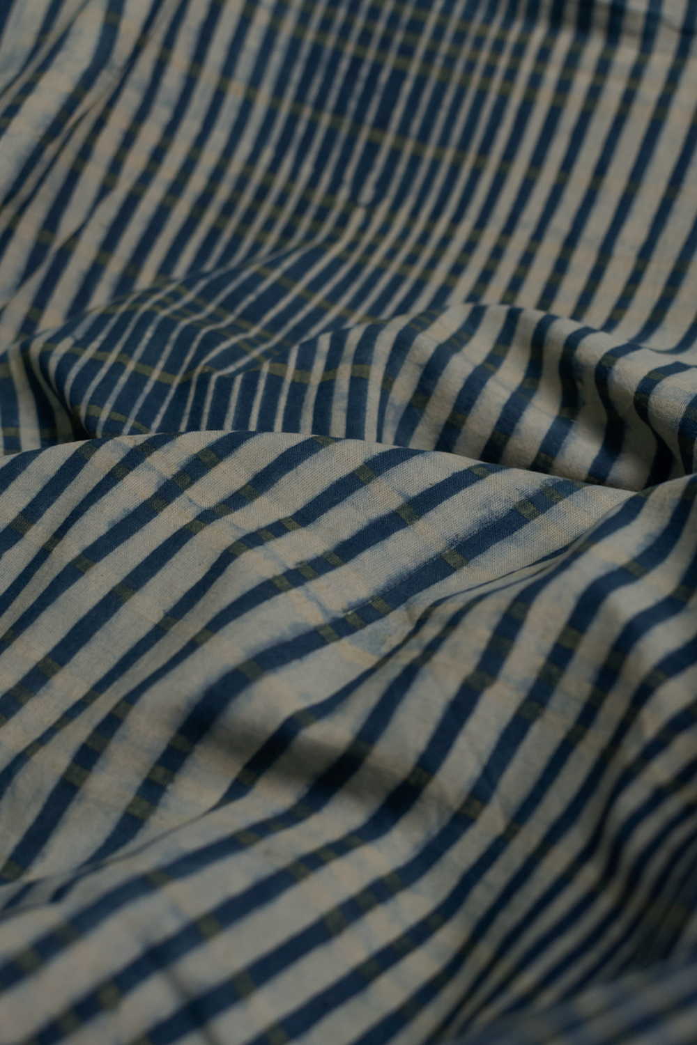 Subdued Blue with Checks Ajrak Cotton Fabric - 1m - Image 2
