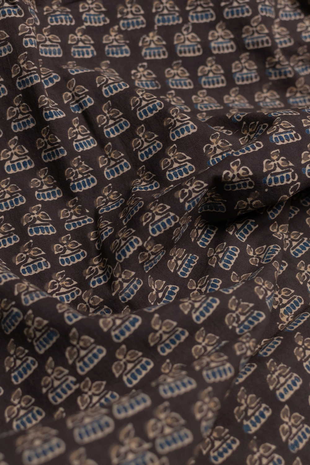 Little Florets Ajrak Cotton Fabric - 1.1m - Image 3