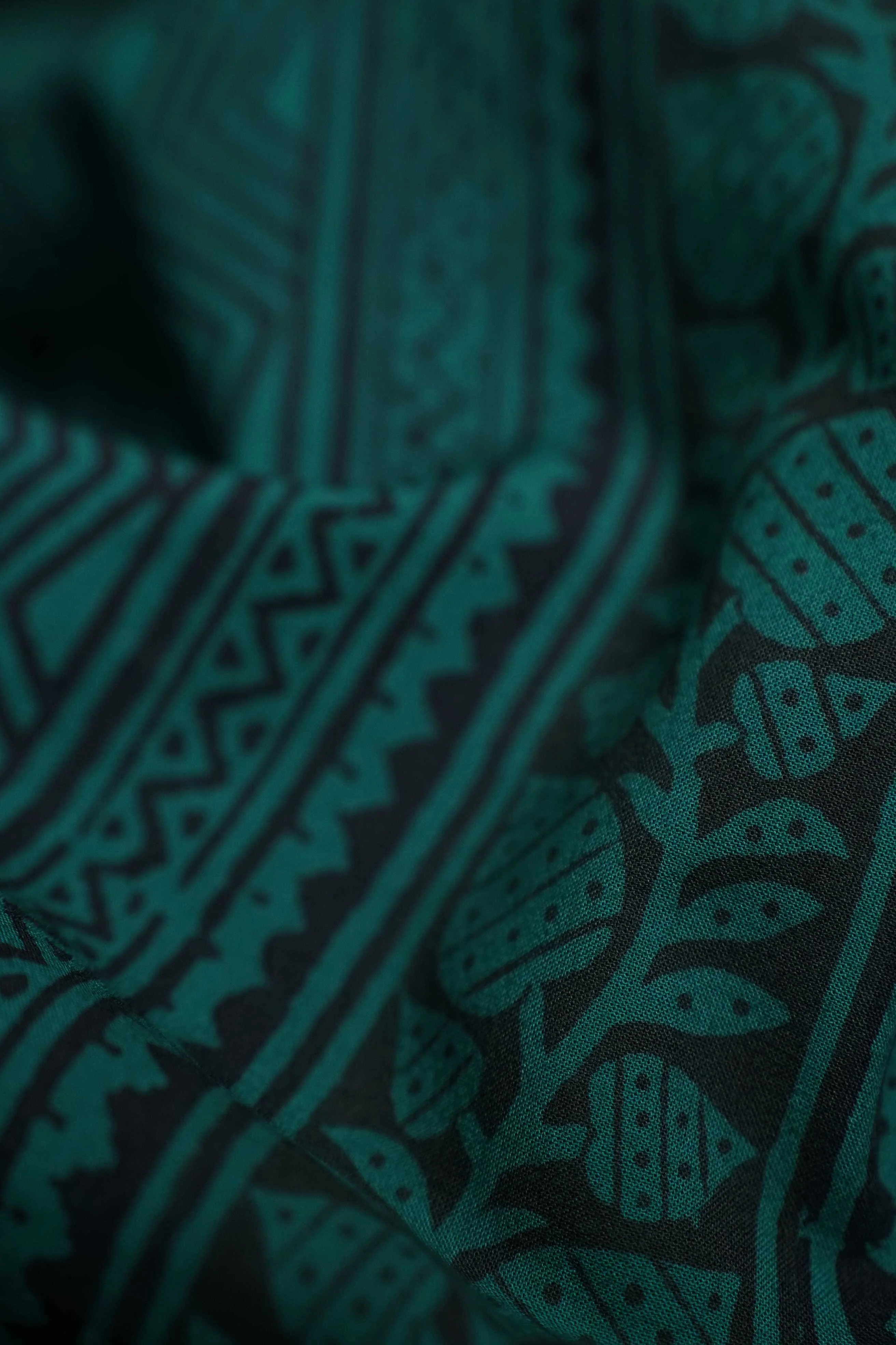 Patterned on Green Bagh Cotton Fabric - 0.65m - Image 2