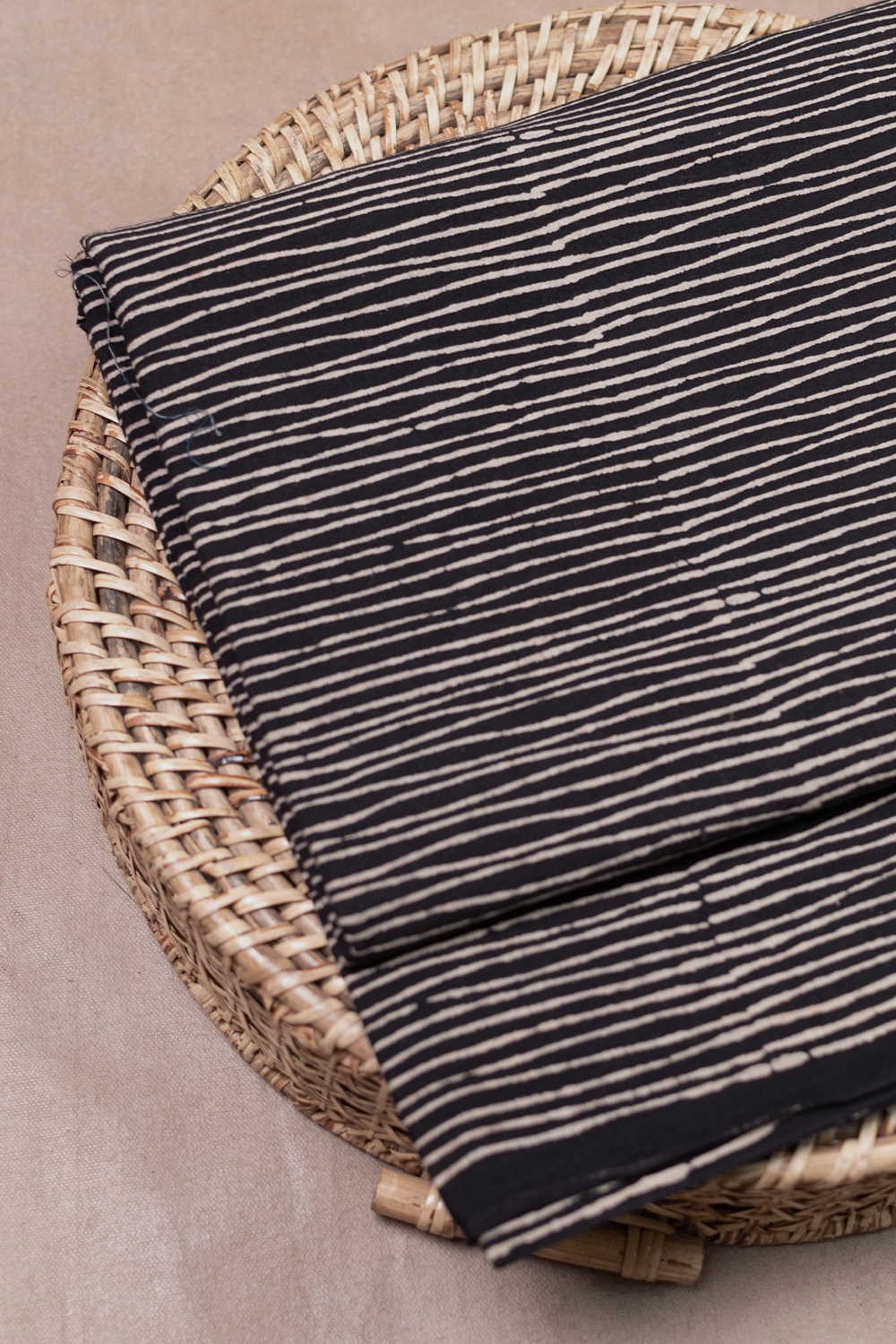 Line Pattern Ajrak Cotton Fabric - 1.3m