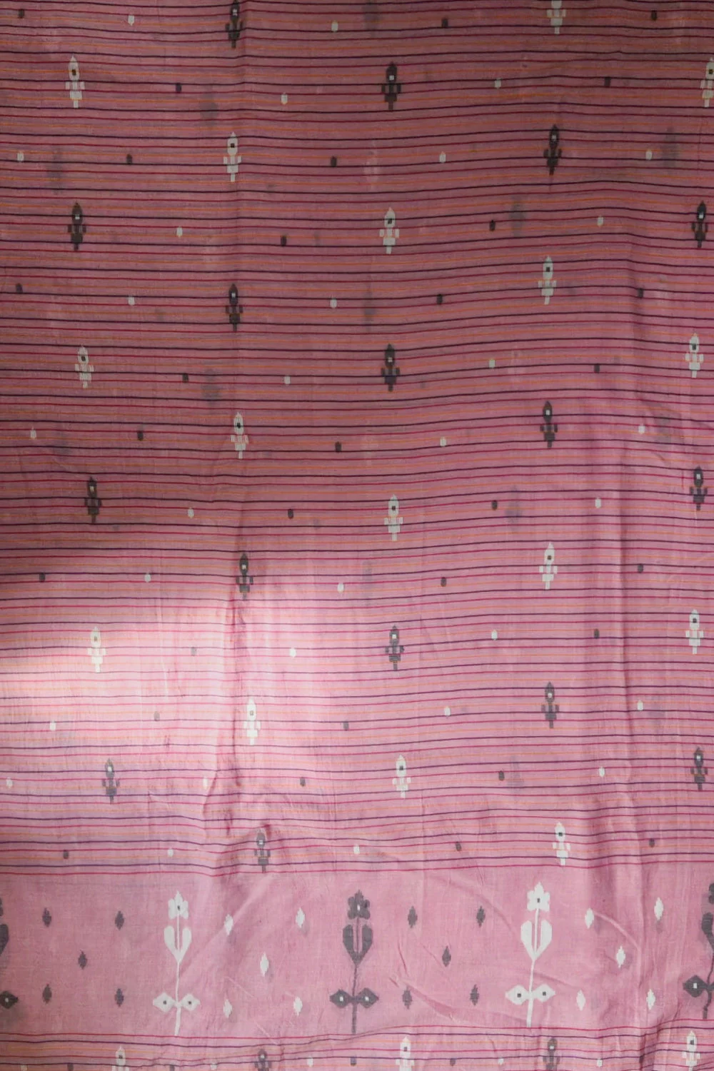 Neon Pink Jamdani Cotton Fabric - 1m - Image 4