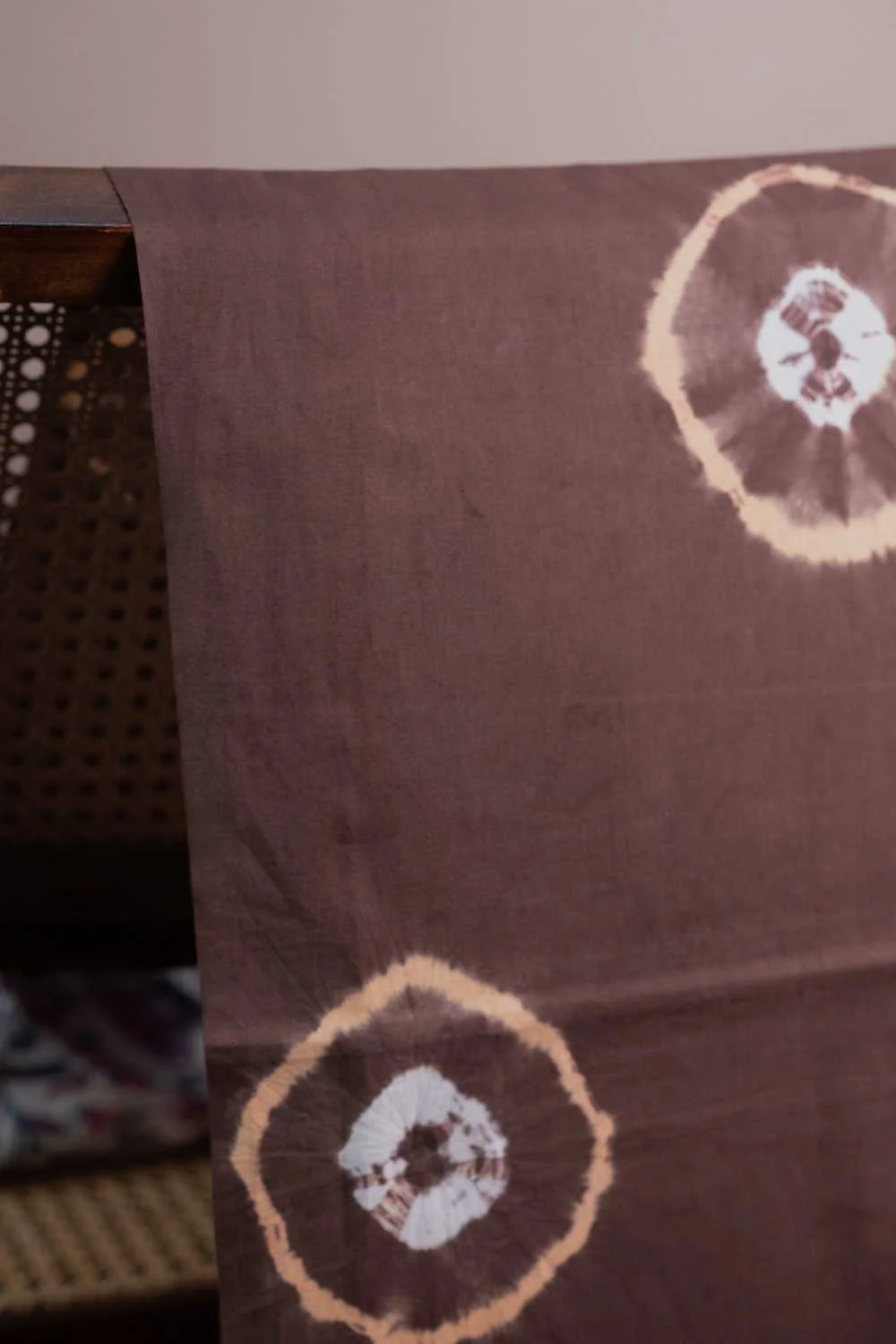 Choco Chips Brown Shibori Block Printed Cotton Fabric - 1.3m