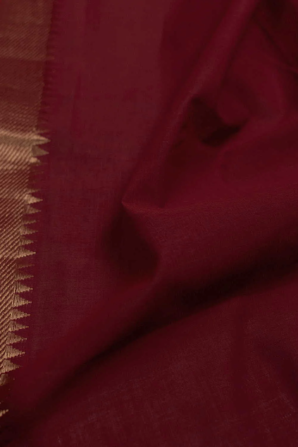 Rusted Maroon Bordered Mangalagiri Cotton Fabric - 0.55m - Image 3