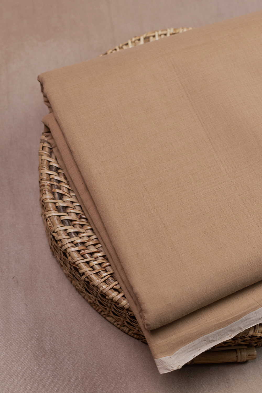 Puff Beige Mangalagiri Cotton Fabric - 1m