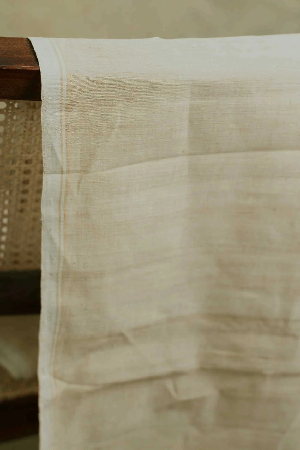 Sand Beige Handspun Cotton Fabric - 1.5m - Image 3