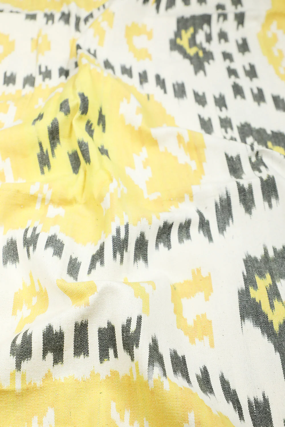 Yellow Circle on Cream Ikat cotton Home Furnishing Fabric - 0.55m - Image 3