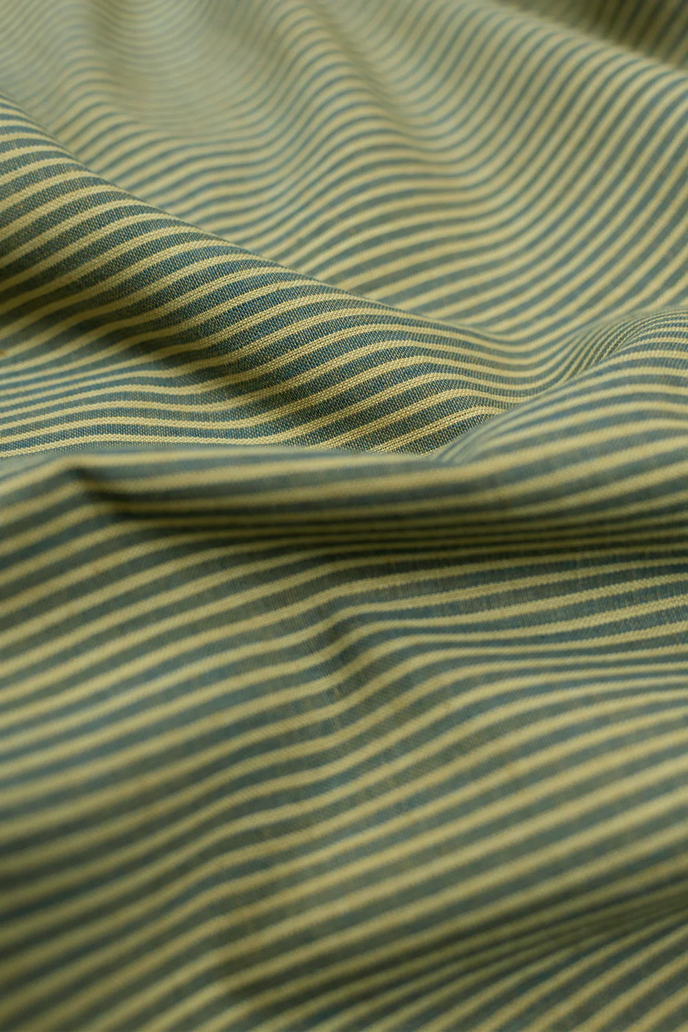 Baby Blue Stripes Natural Dyed Handwoven Cotton Fabric - 1.2m - Image 2