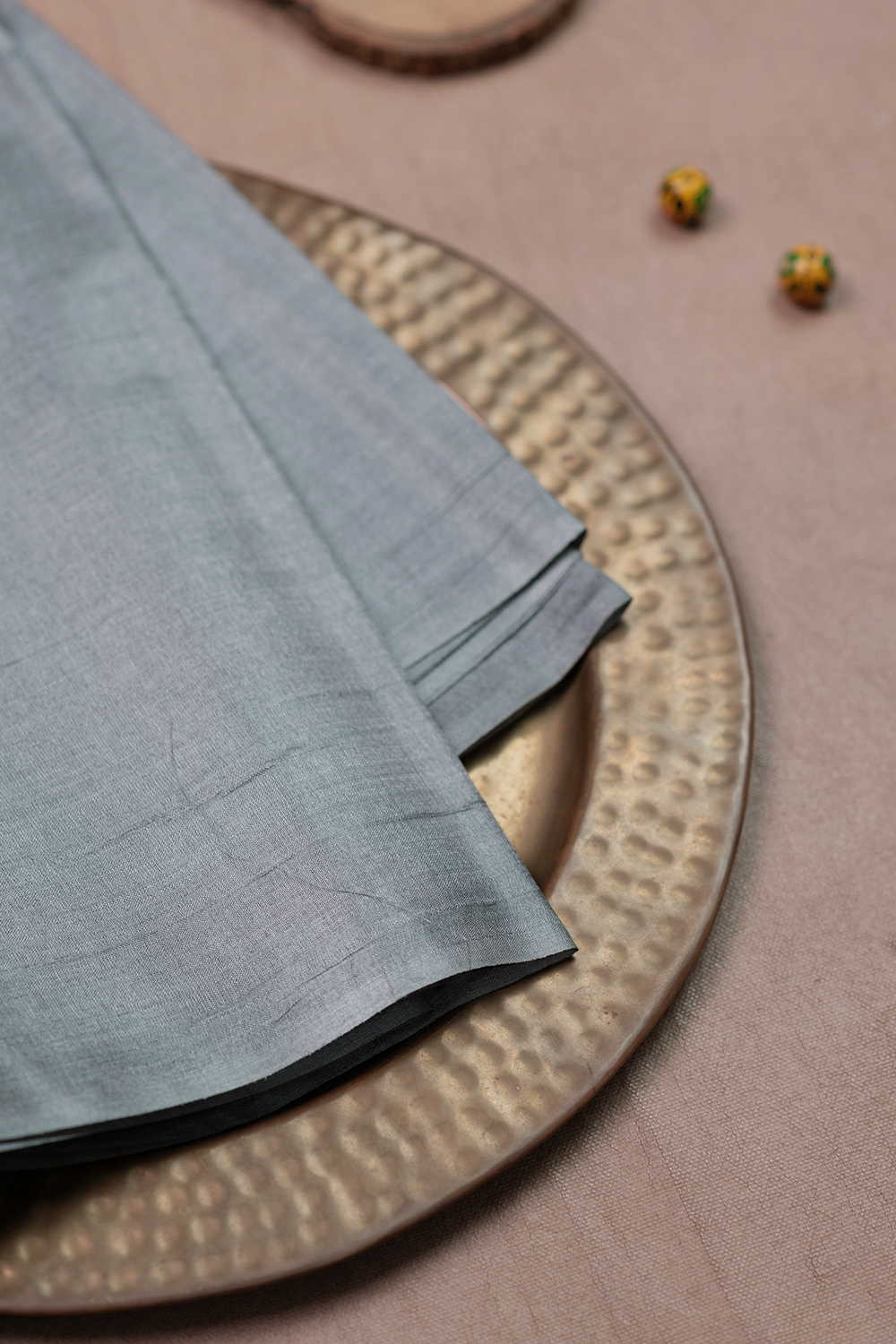 Slate Grey Handwoven Tussar Silk Fabric - 1.95m