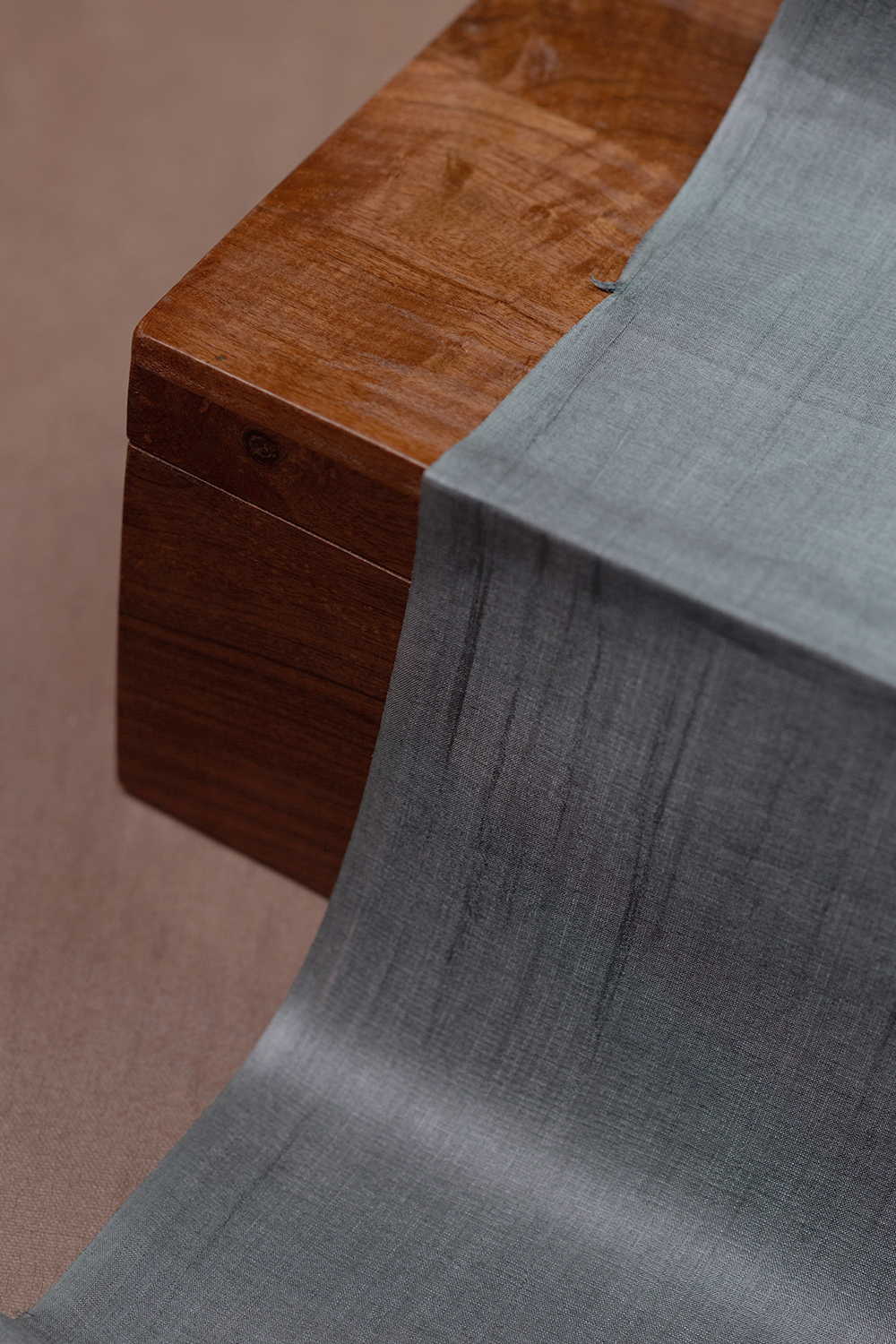 Slate Grey Handwoven Tussar Silk Fabric - 1.95m - Image 4