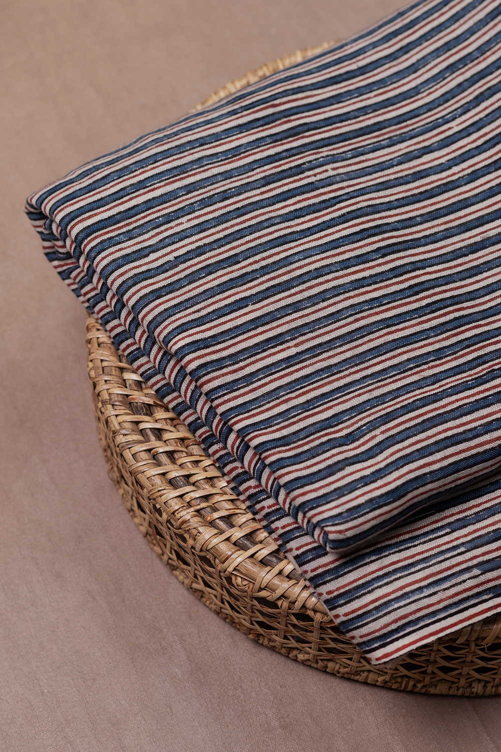 Stripe Pattern Ajrak Linen Fabric - 1.5m