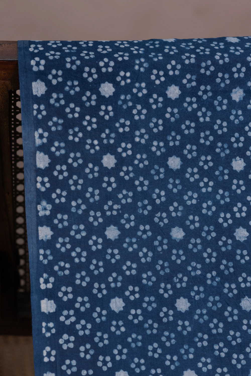 Dark Indigo Dabu Cotton Fabric - 0.7m