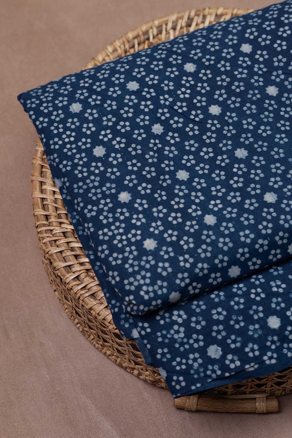 Dark Indigo Dabu Cotton Fabric - 0.7m - Image 2
