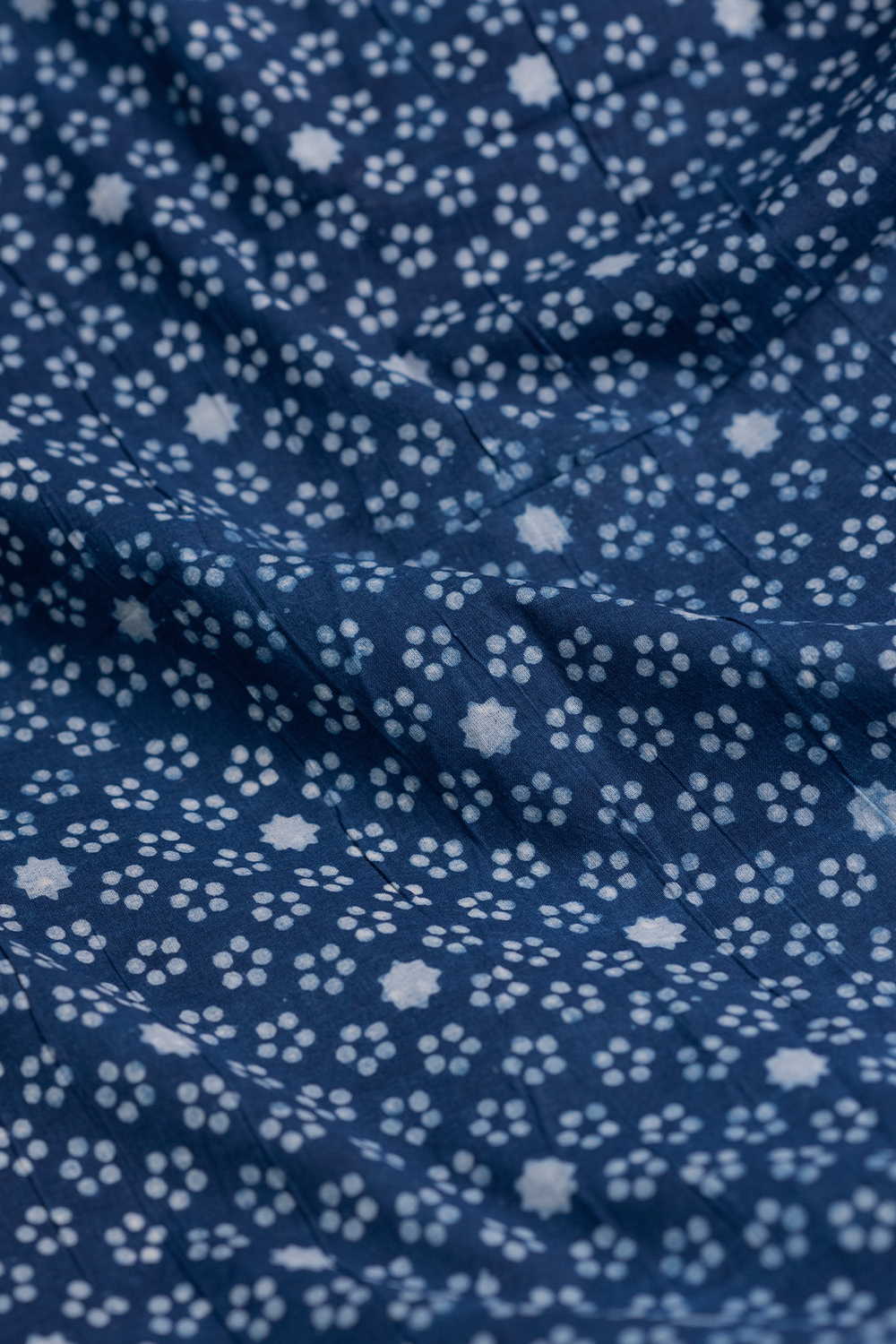 Dark Indigo Dabu Cotton Fabric - 0.7m - Image 3