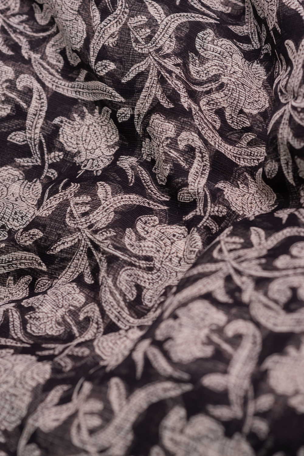 Florals on Black Bagru Kota Cotton Fabric - 0.5m - Image 3