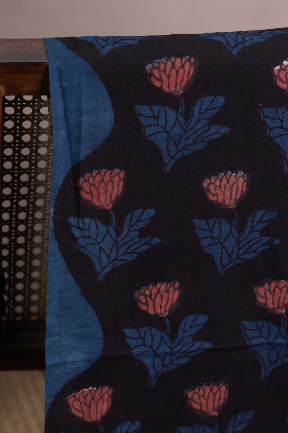 Bloom - Black Dabu Cotton Fabric - 0.7m - Image 2