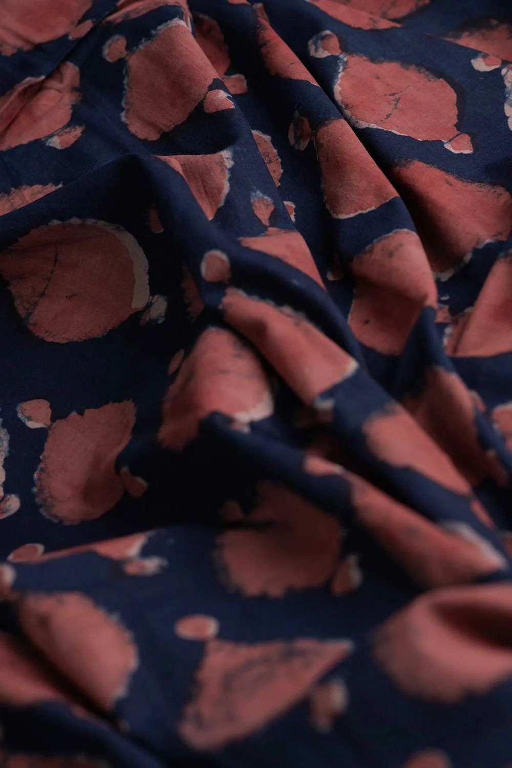 Motifs on Indigo Dabu Cotton Fabric - 1m - Image 3