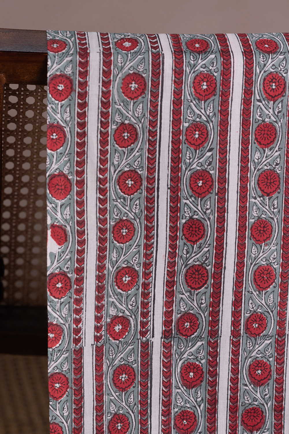 Blossom Flowline Sanganeri Cotton Fabric - 0.9m