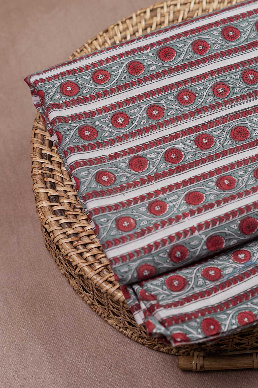 Blossom Flowline Sanganeri Cotton Fabric - 0.9m - Image 2