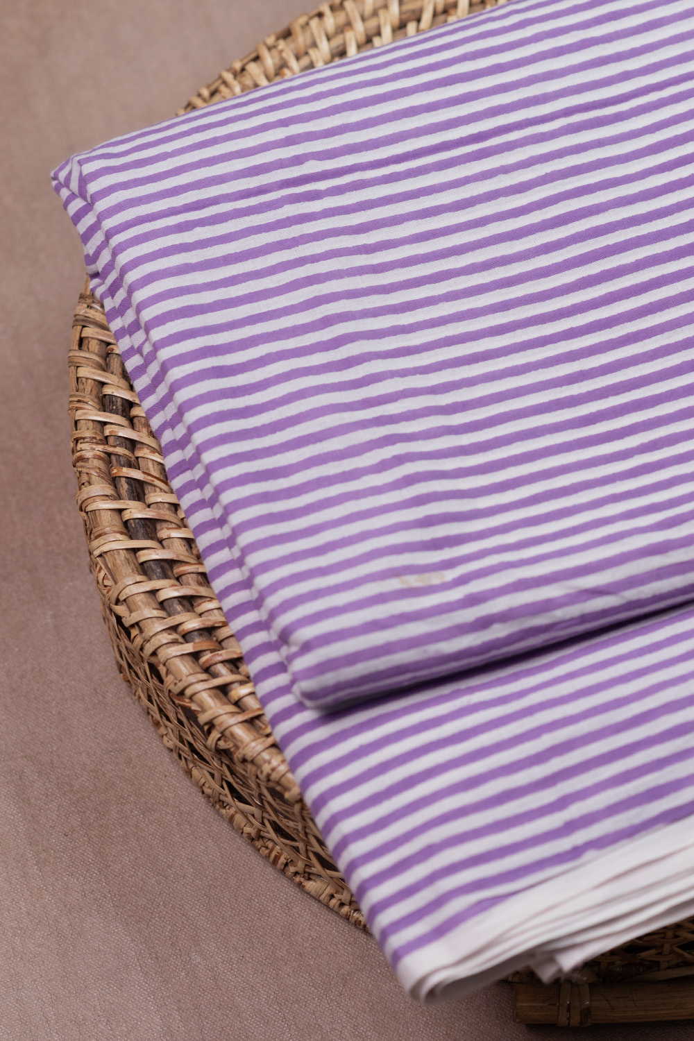 Purple Stripe Sanganeri Cotton Fabric - 0.7m