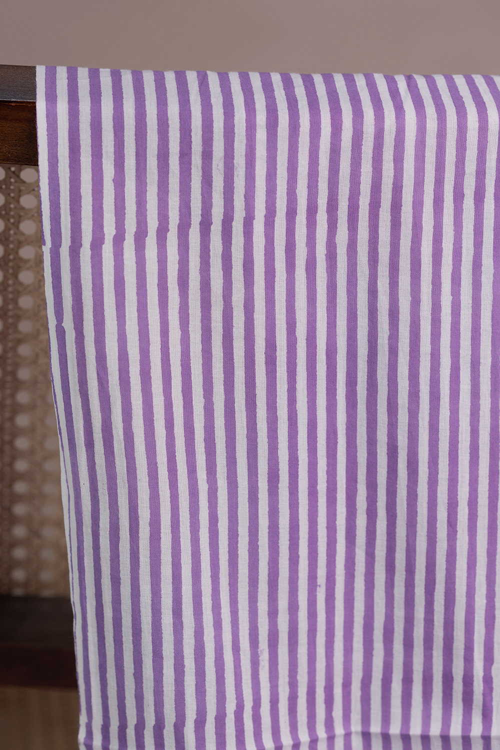 Purple Stripe Sanganeri Cotton Fabric - 0.7m - Image 2