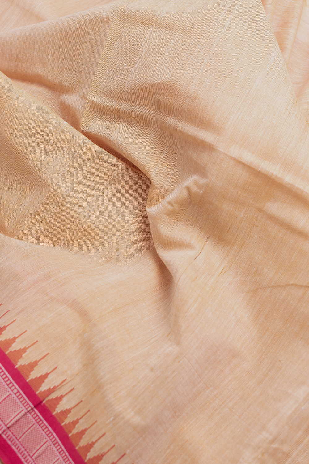 Baby Beige Kuppadam Border Handspun Fabric - 2.1m - Image 3