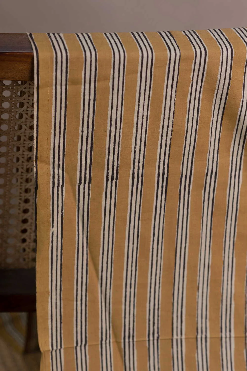 Yellow - Stripe Dabu Cotton Fabric - 1m - Image 2