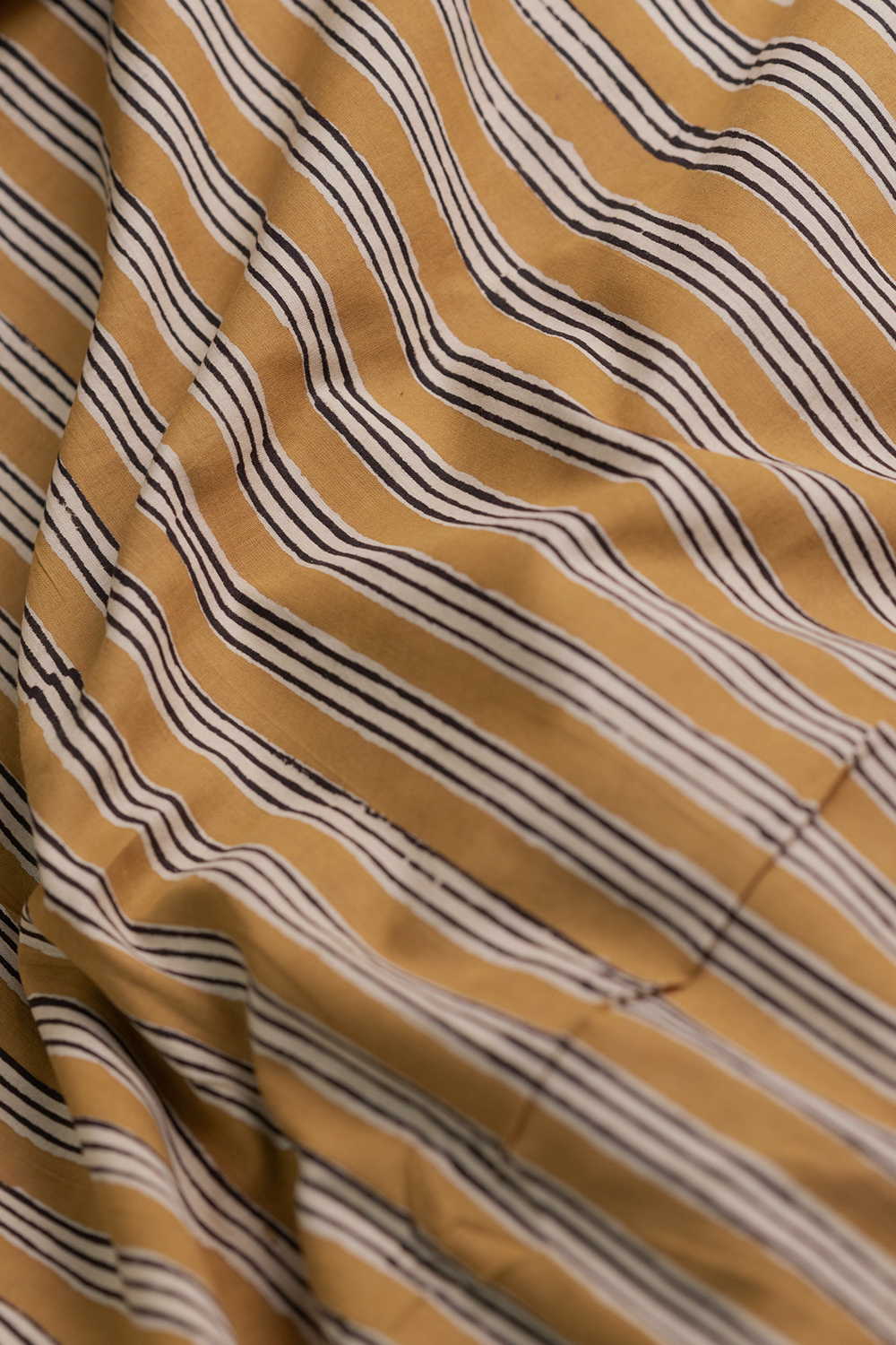 Yellow - Stripe Dabu Cotton Fabric - 1m - Image 3