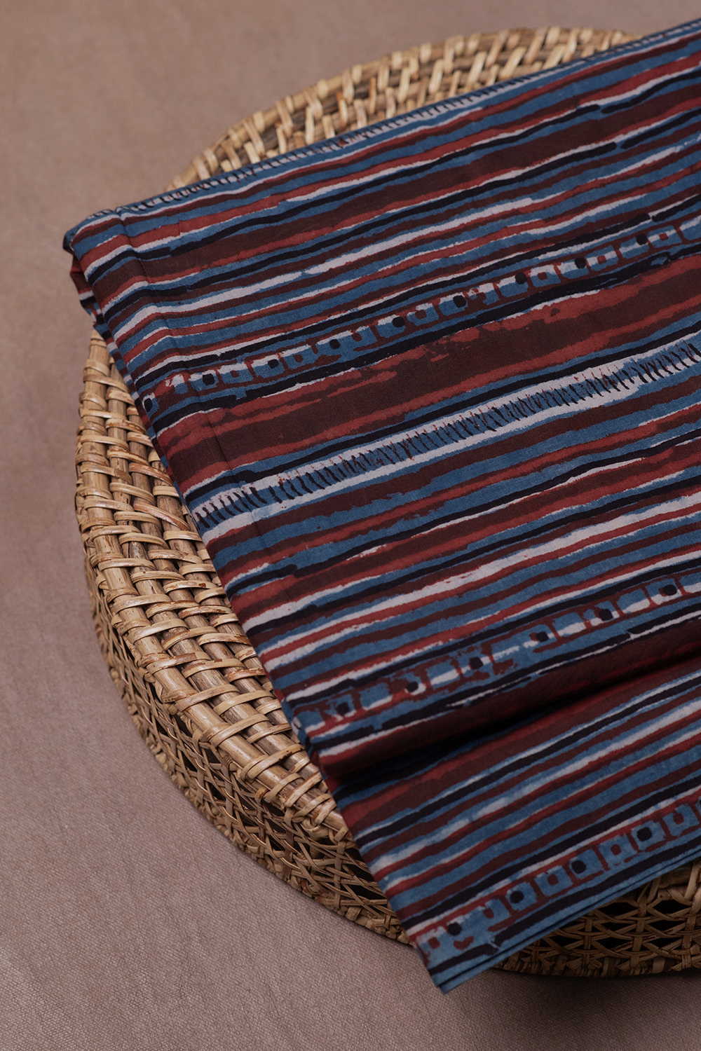 Multi-Color Stripe Dabu Cotton Fabric - 0.85m
