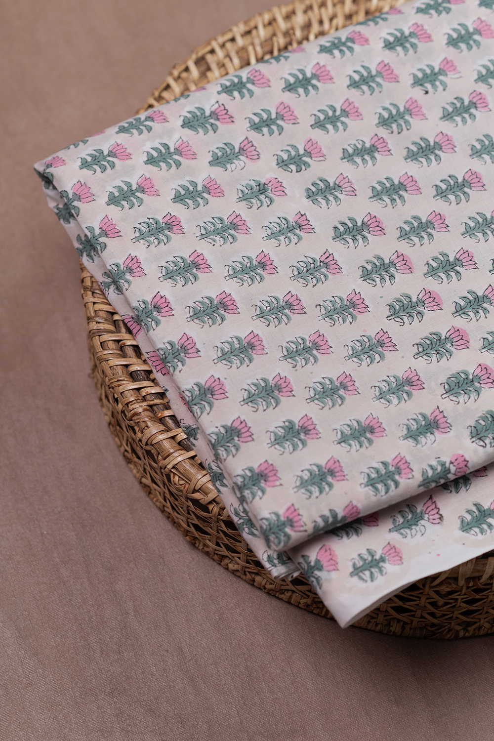Garden Bud Sanganeri Cotton Fabric - 0.9m