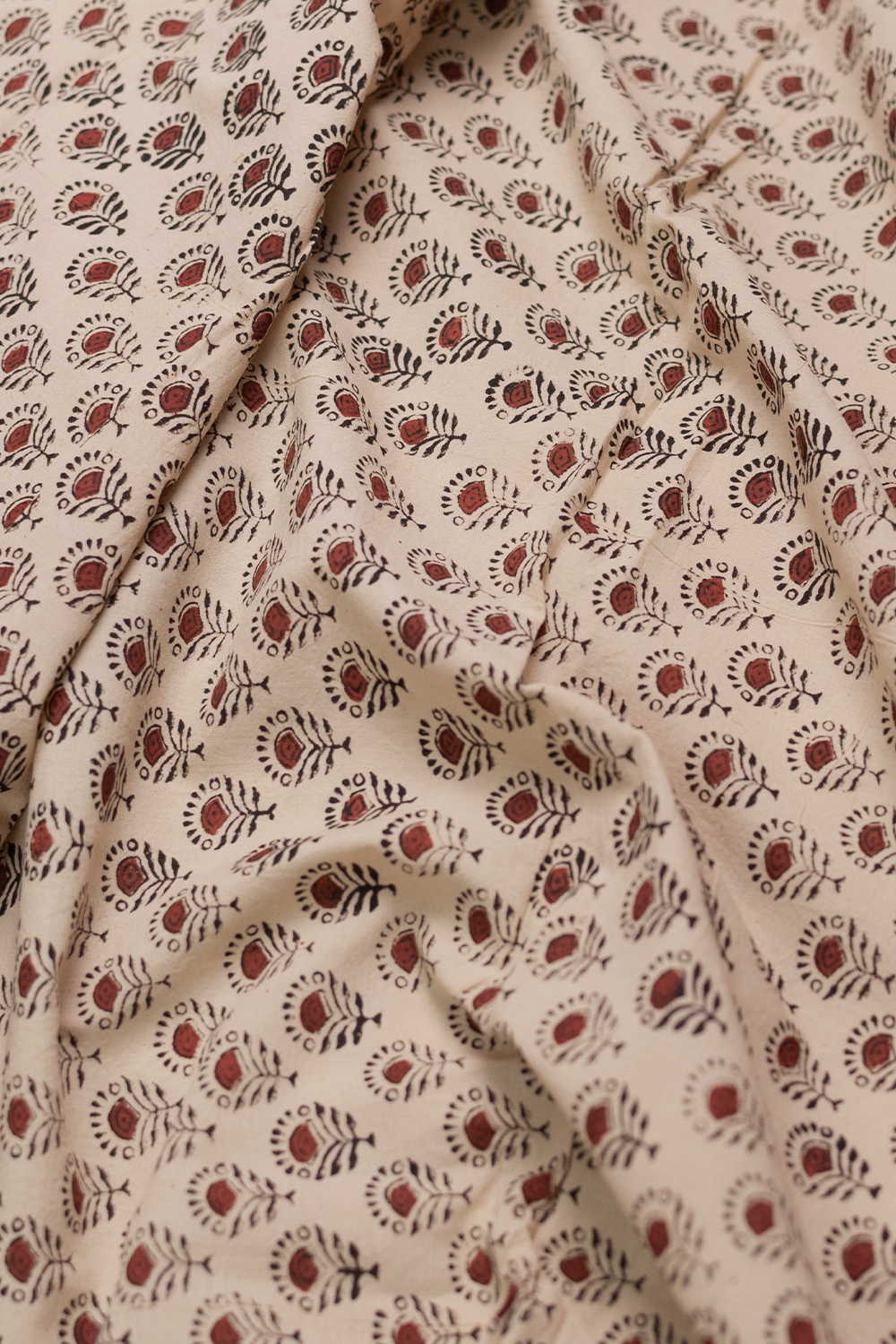 Motifs on Cream Bagru Cotton Fabric - 1m - Image 3