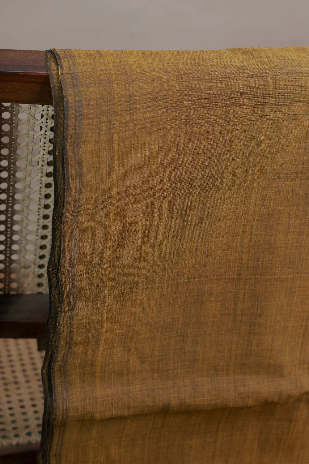 Yellowish Black Mangalagiri Cotton Fabric-0.55 m - Image 3