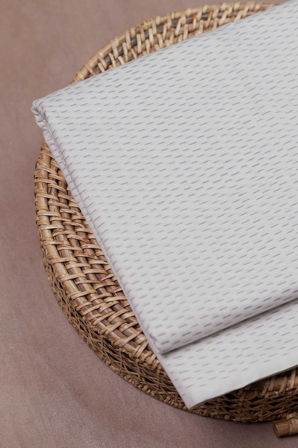 Tiny Dash Pattern - Cream Ikat Silk Cotton Fabric - 1.4m