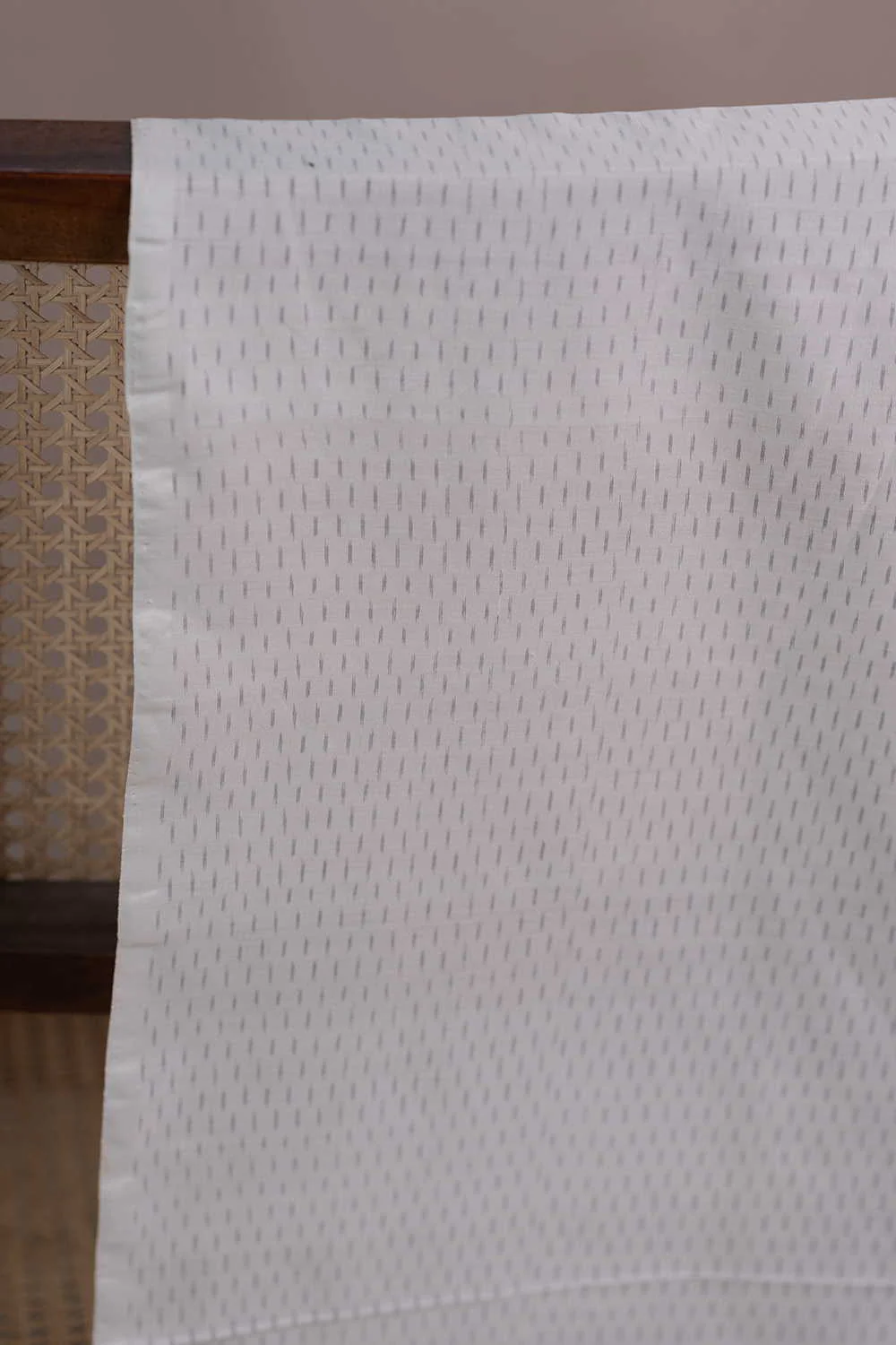 Tiny Dash Pattern - Cream Ikat Silk Cotton Fabric - 1.4m - Image 2