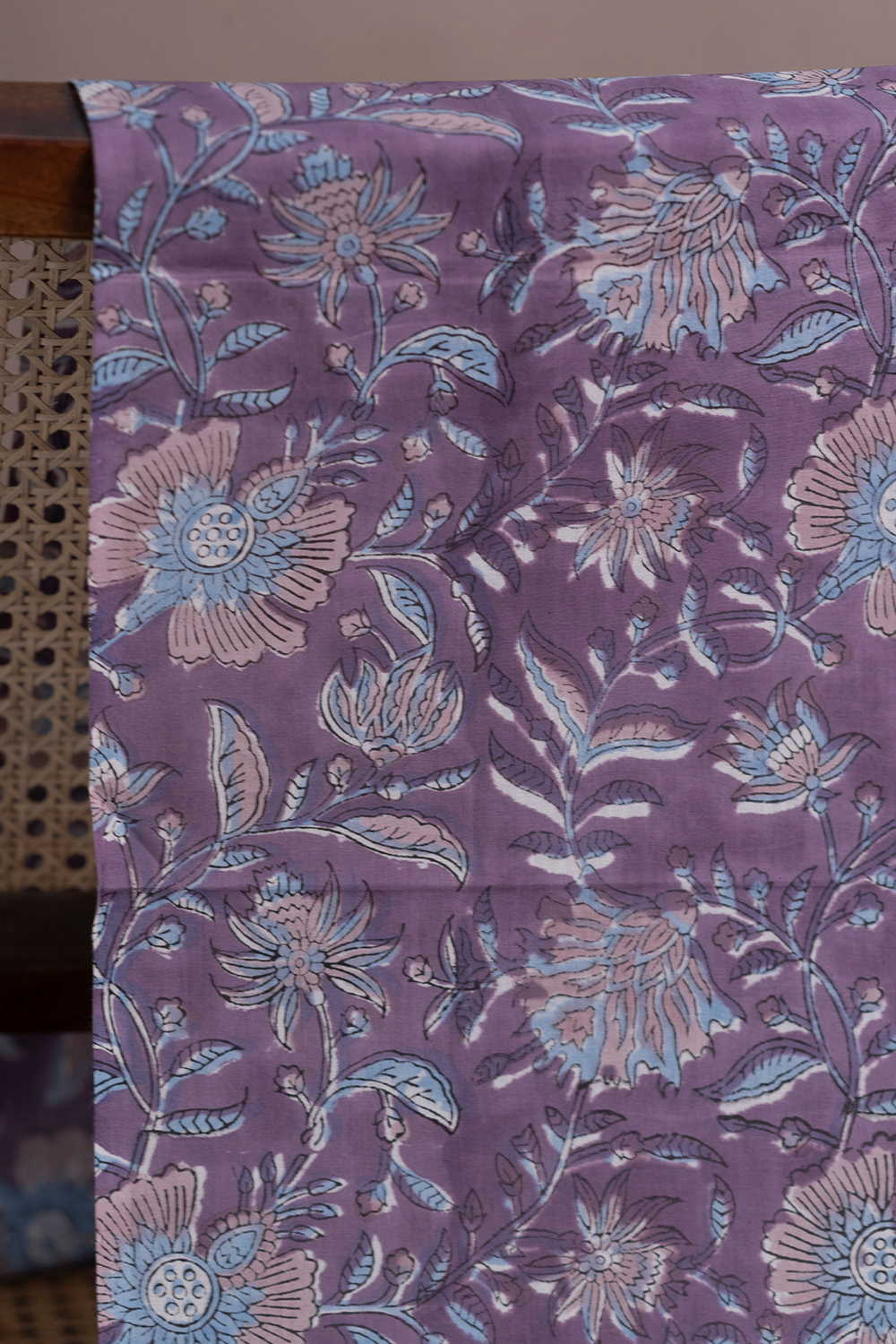Vintage Purple Garden Sanganeri Cotton Fabric - 0.5m - Image 2
