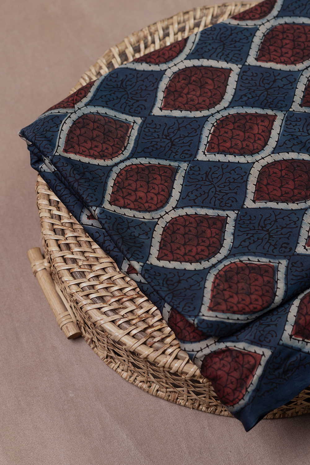 Indigo Ajrak Modal Silk Fabric - 0.9m