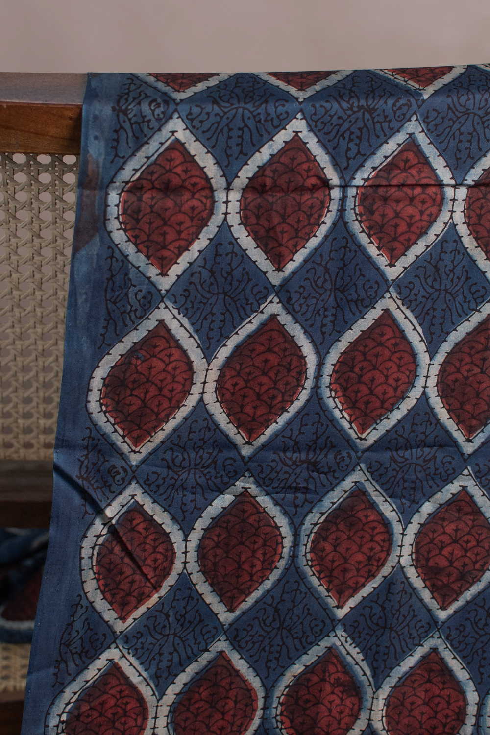 Indigo Ajrak Modal Silk Fabric - 0.9m - Image 2