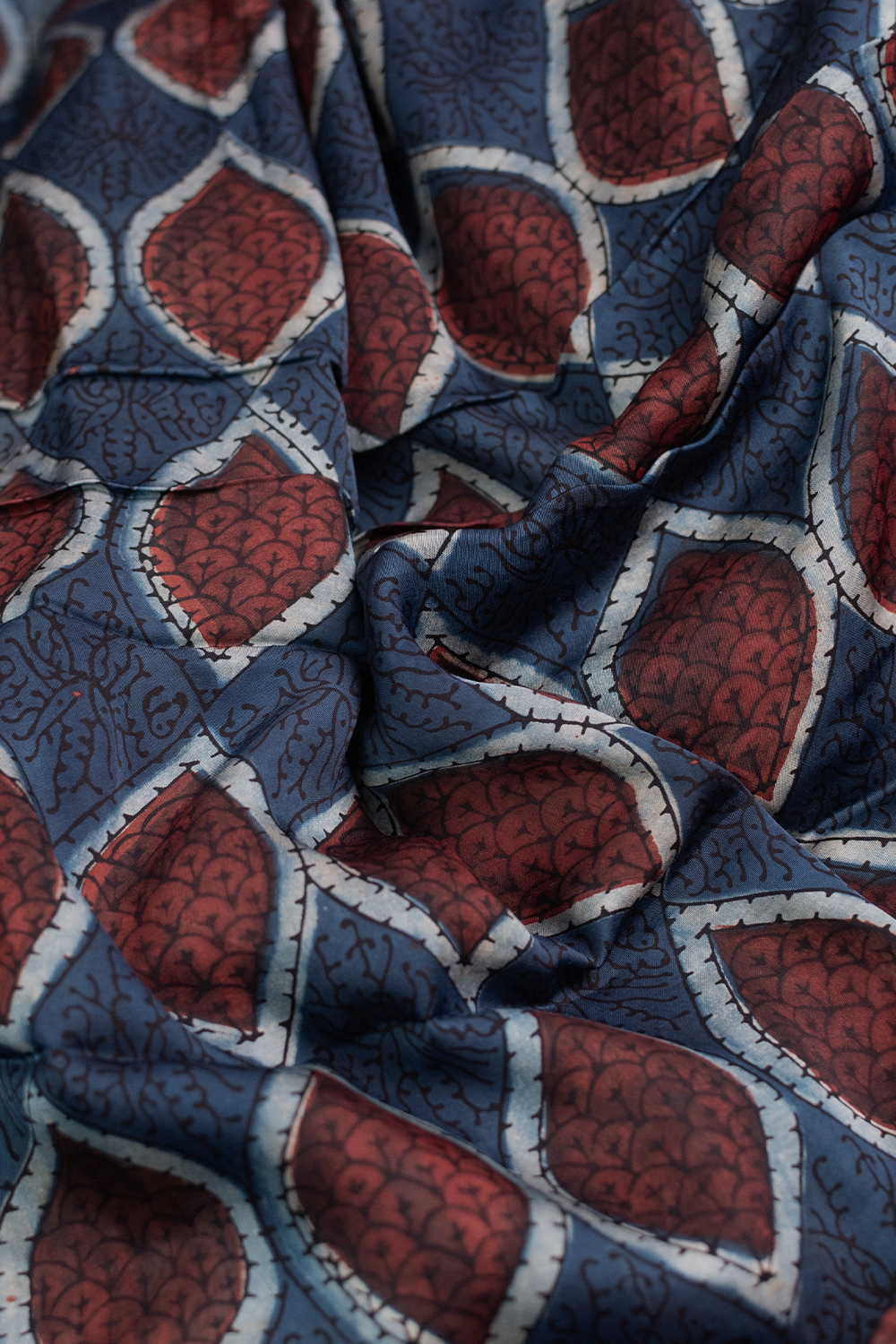 Indigo Ajrak Modal Silk Fabric - 0.9m - Image 3