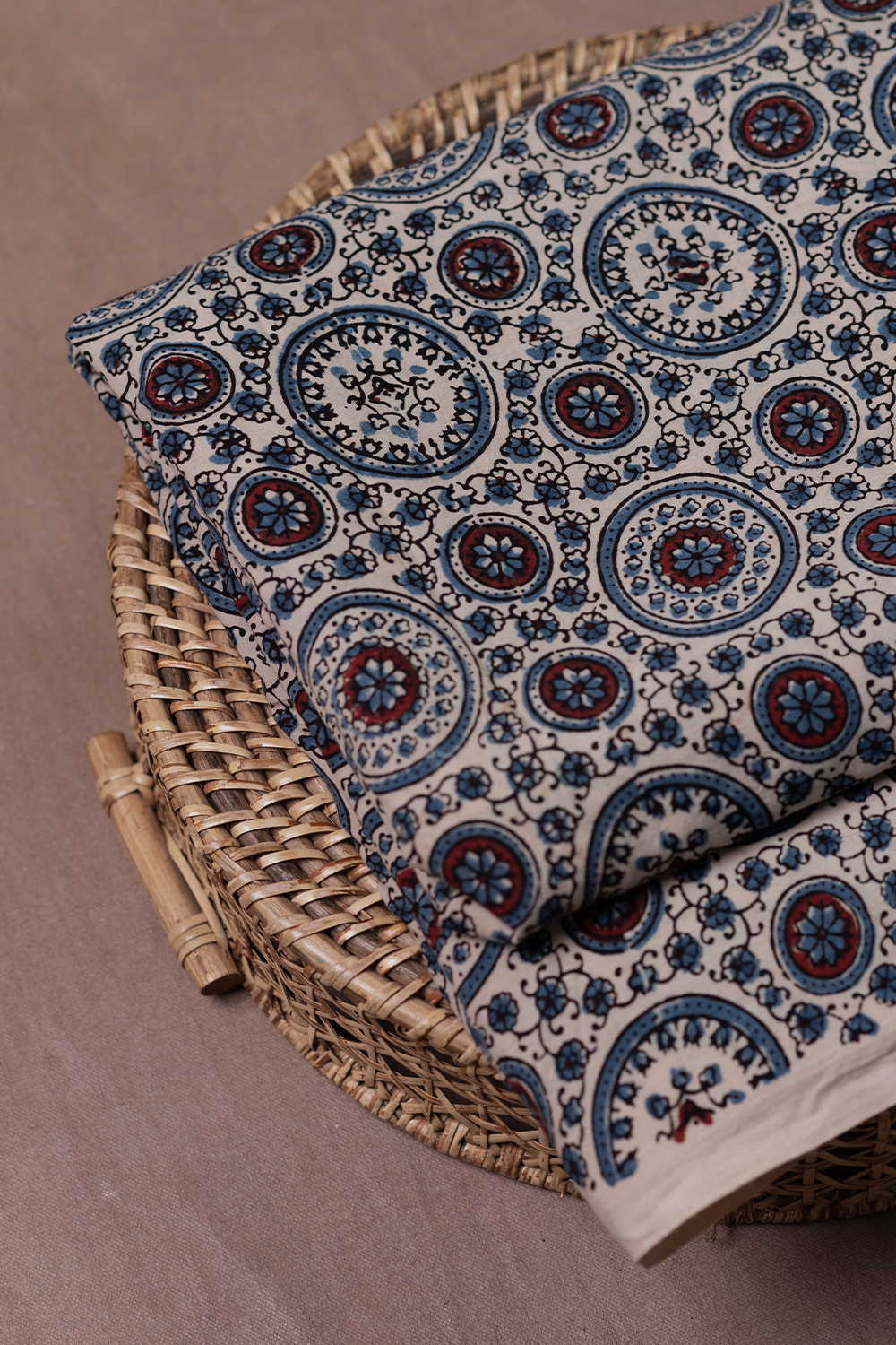 Cream Ajrak Cotton Fabric - 1.7m