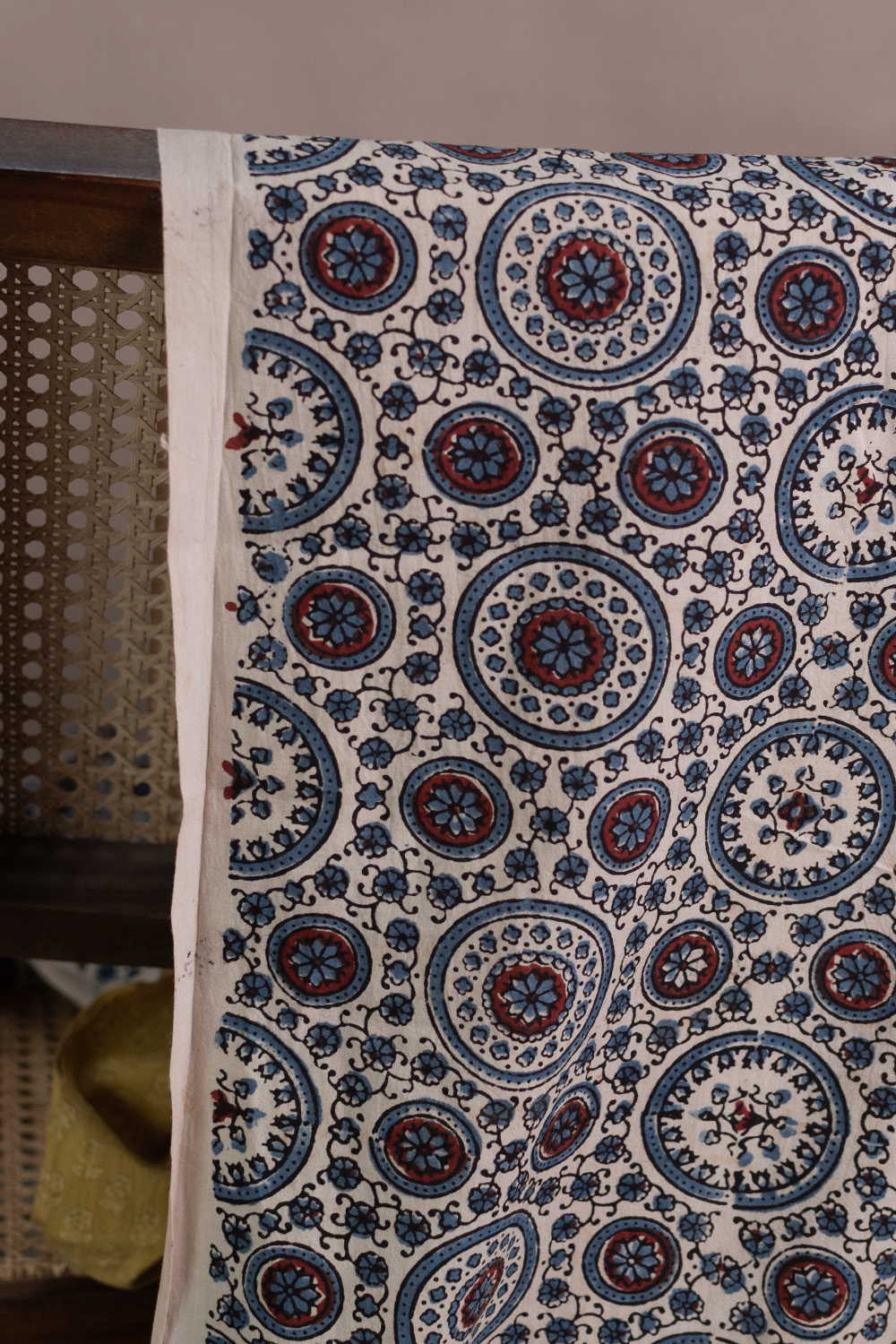 Cream Ajrak Cotton Fabric - 1.7m - Image 2