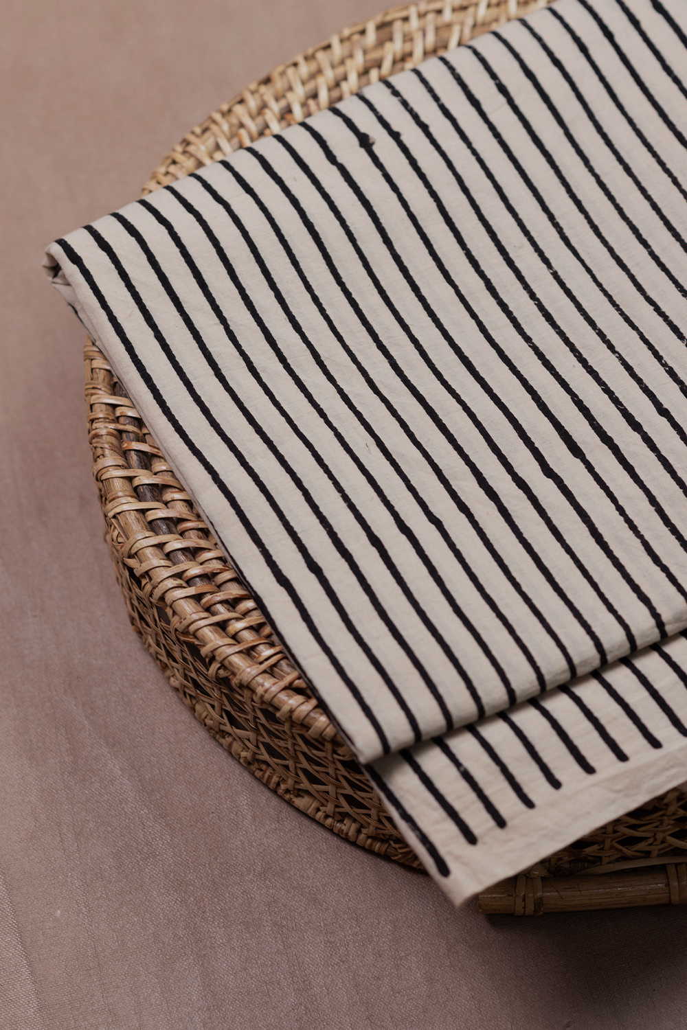Black Striped Ajrak Cotton Fabric - 1.35m