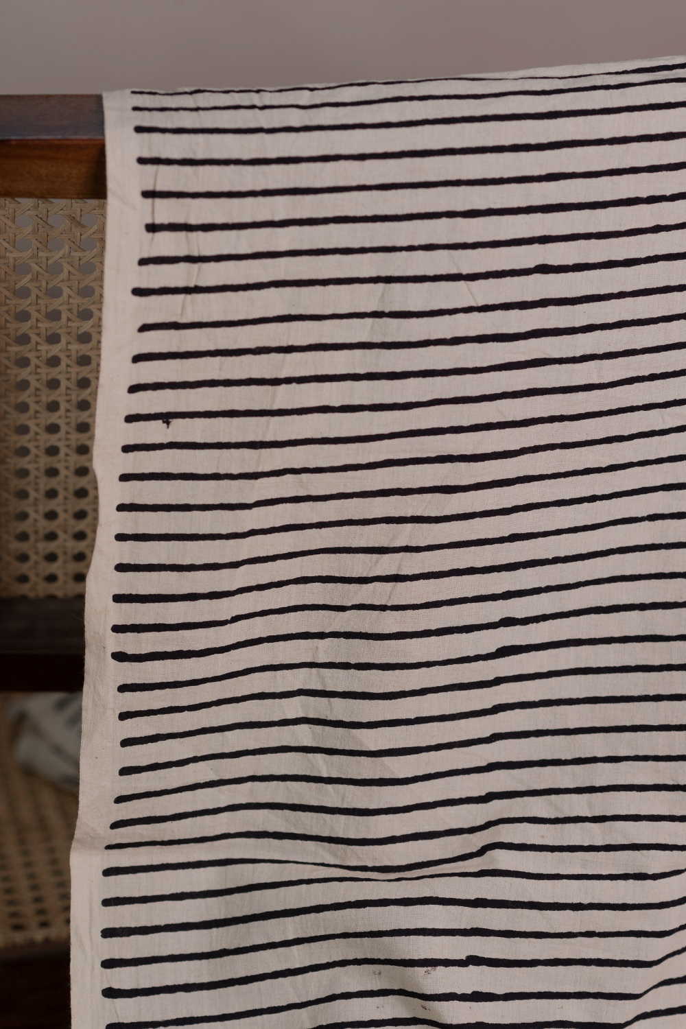 Black Striped Ajrak Cotton Fabric - 1.35m - Image 2