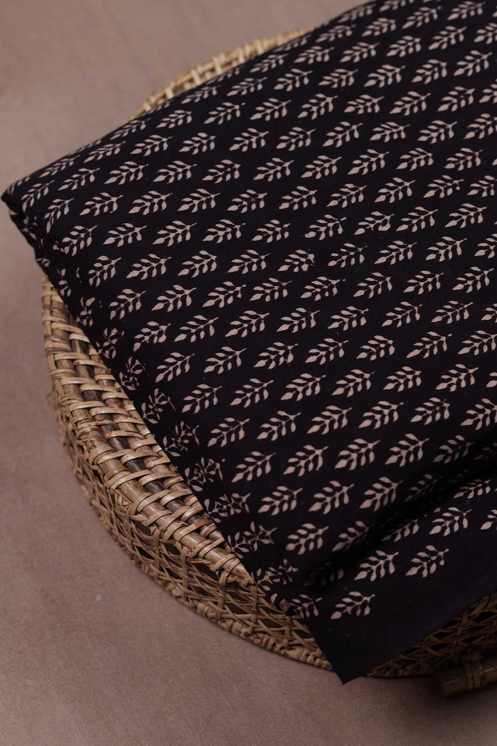Black with Mini Florets Ajrak Cotton Fabric - 0.75m - Image 3