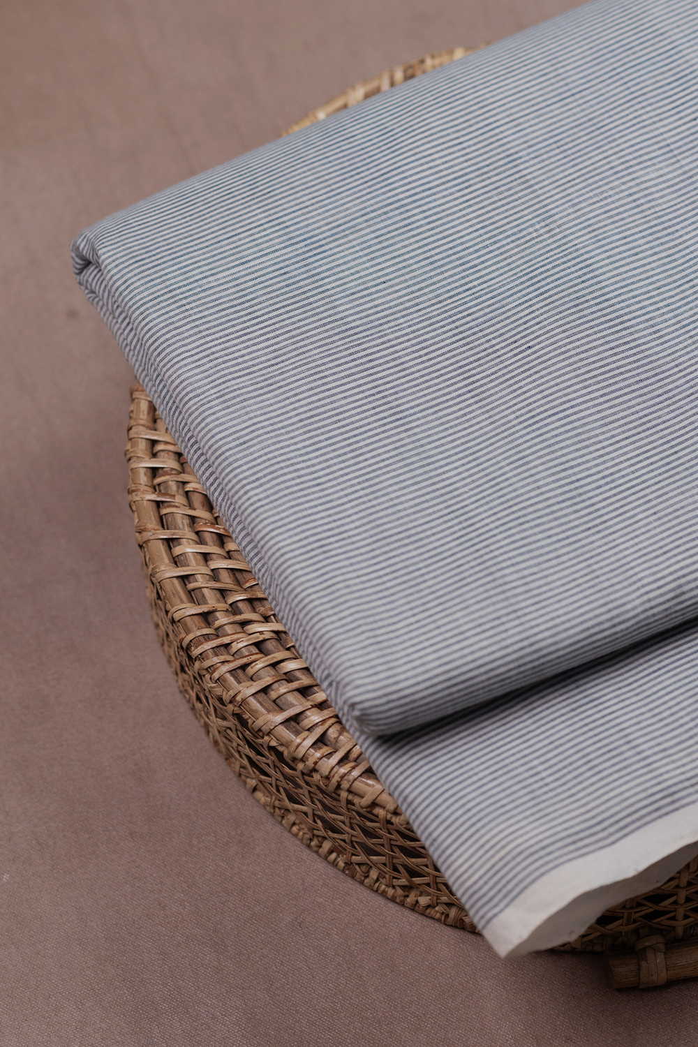 Pin Grey Stripe Mangalagiri Cotton Fabric - 1m