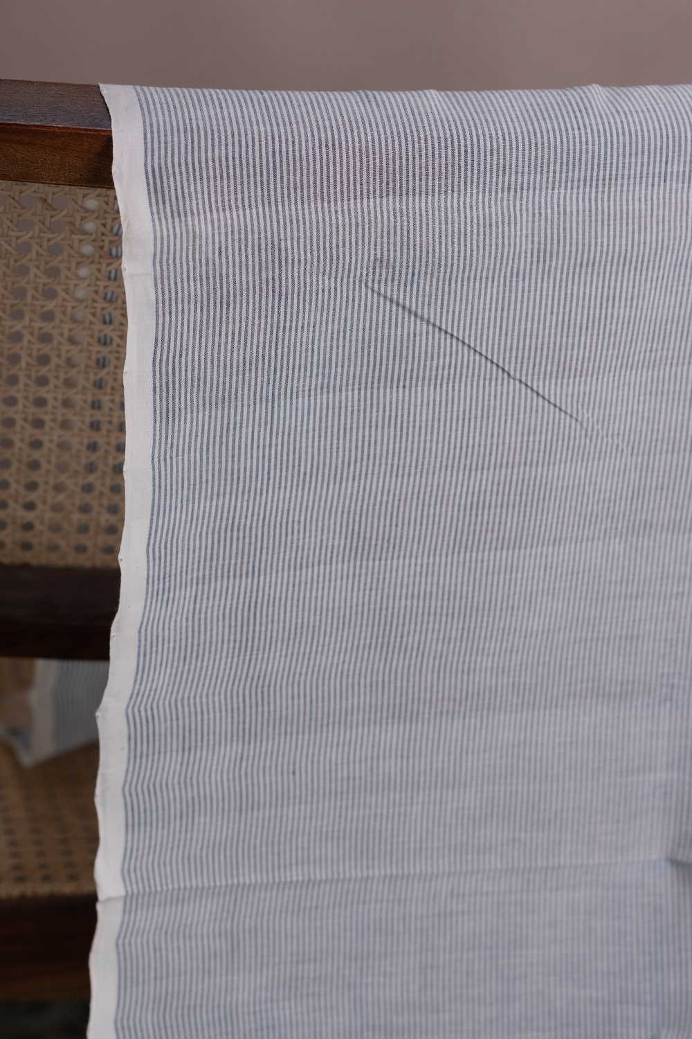 Pin Grey Stripe Mangalagiri Cotton Fabric - 1m - Image 3