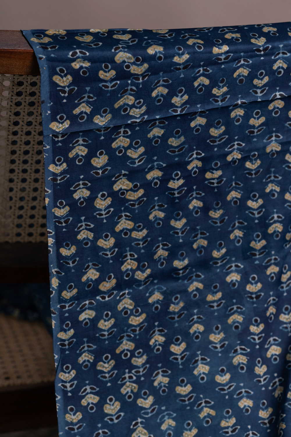 Indigo Ajrak Modal Silk Fabric - 0.8m - Image 2