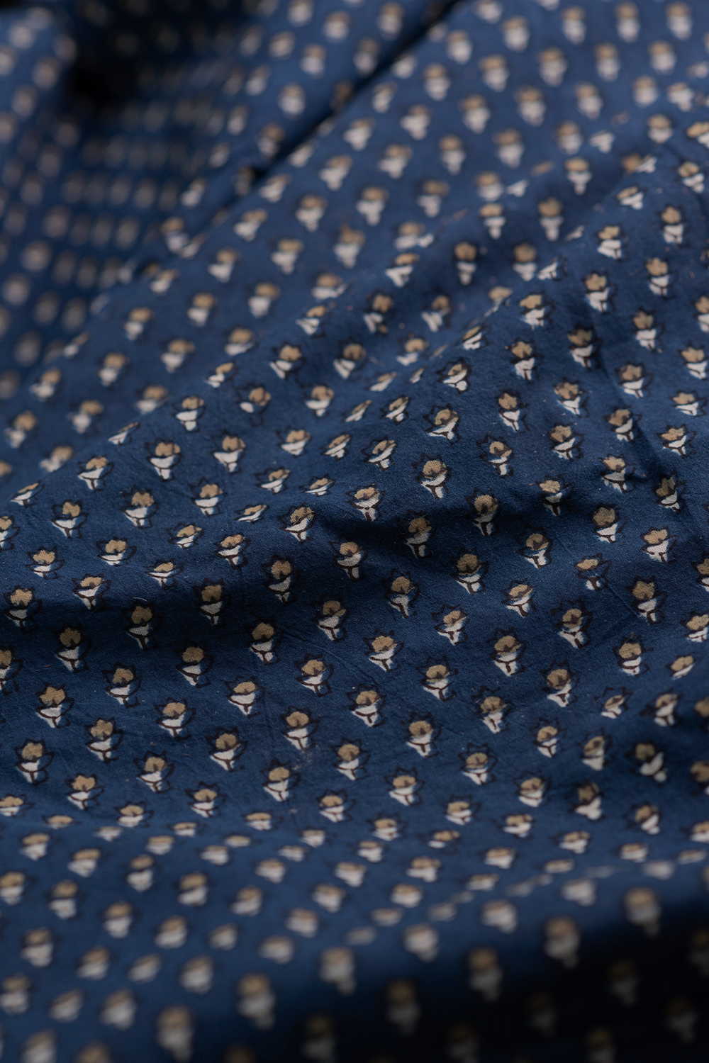 Indigo with Tiny Florets Ajrak Cotton Fabric - 1m - Image 3