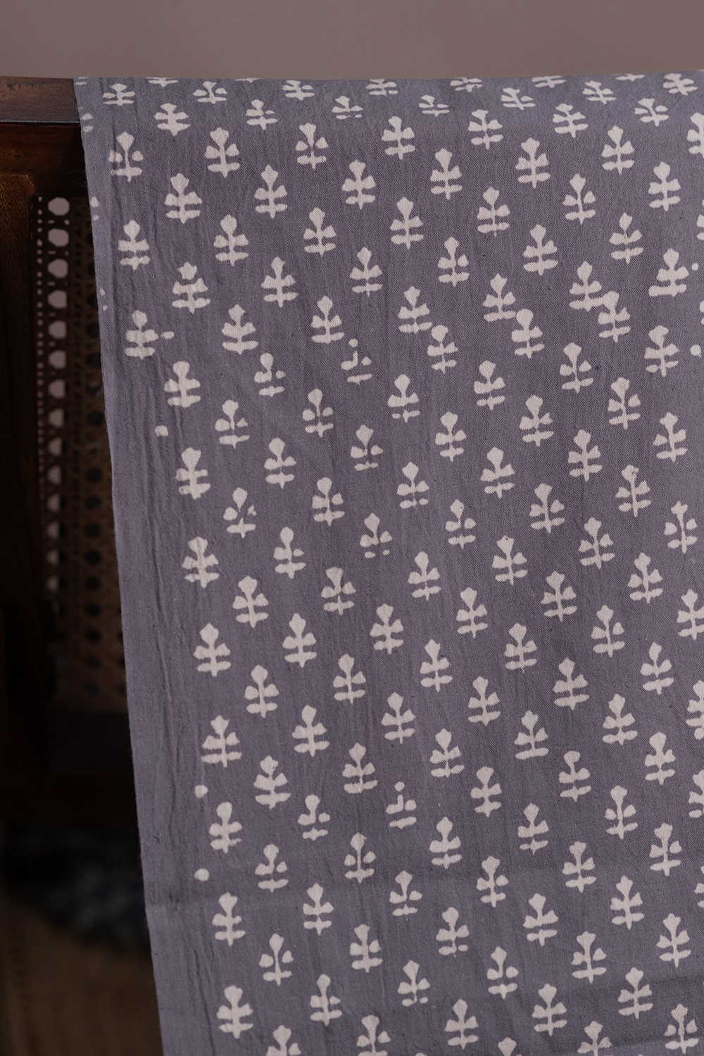 Little Motifs - Grey Block Printed Cotton Fabric - 0.7m - Image 2