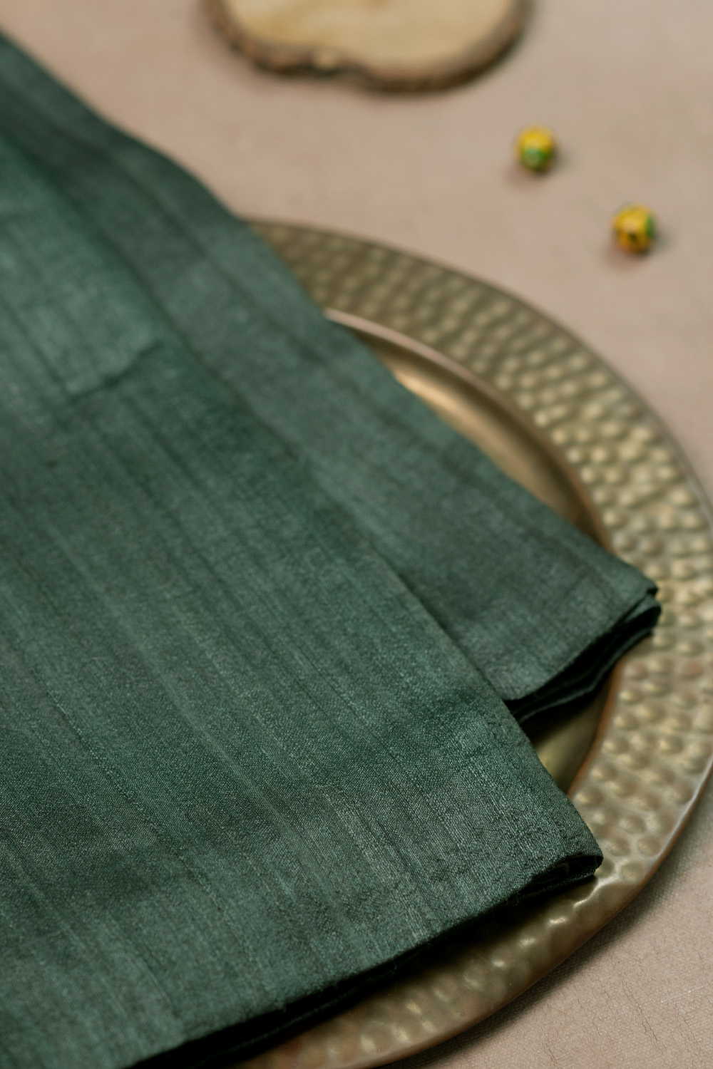 Deep Green Handspun Gicha Tussar Silk Fabric - 1.3m